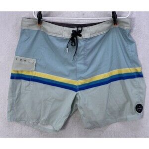 Rip Curl Cove Boardshorts Men’s Size 38 Blue Striped Surf Swim Trunks Beachwear